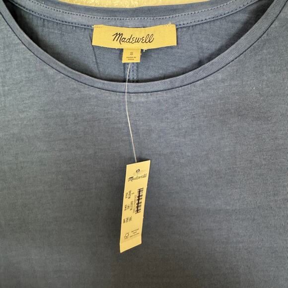 Madewell Essential Slim Tee WMNS S Delphinium Blue Lightweight Cotton Pullover - Picture 5 of 9